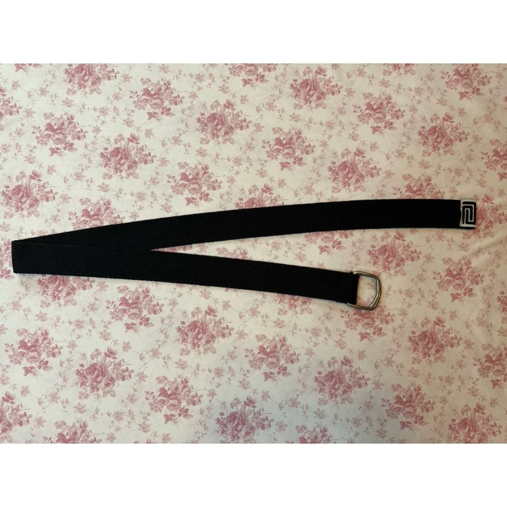 Black Greek Key D-Ring Canvas Web Belt 42